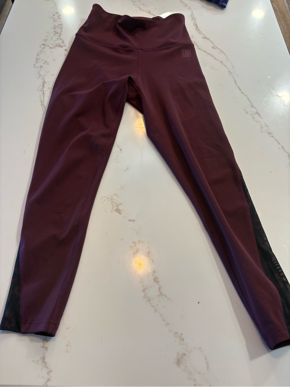 Laundry By Shelli Segal maroon/Plum Leggings with Black Side Panels